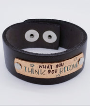 Load image into Gallery viewer, Leather Statement Cuff - What You Think Is What You Become
