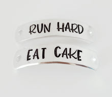 Load image into Gallery viewer, Shoe Tag Set - Run Hard Eat Cake