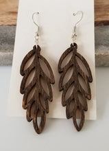 Load image into Gallery viewer, Wood Leaf Drop Earrings