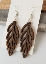 Load image into Gallery viewer, Wood Leaf Drop Earrings