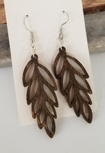 Load image into Gallery viewer, Wood Leaf Drop Earrings