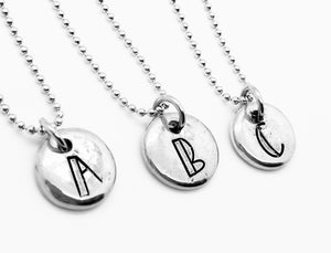 Pebble Stone Initial Necklace