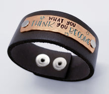 Load image into Gallery viewer, Leather Statement Cuff - What You Think Is What You Become
