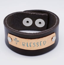 Load image into Gallery viewer, Leather Statement Cuff - Blessed
