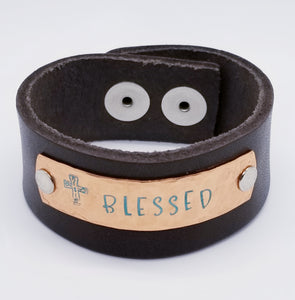 Leather Statement Cuff - Blessed