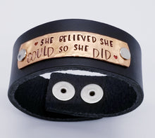 Load image into Gallery viewer, Leather Statement Cuff - She Believed She Could
