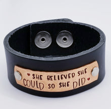 Load image into Gallery viewer, Leather Statement Cuff - She Believed She Could
