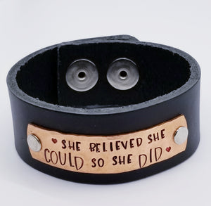 Leather Statement Cuff - She Believed She Could