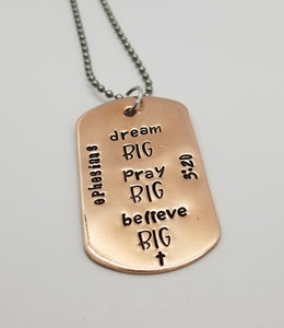 Copper Dogtag Necklace - EPH 3:20