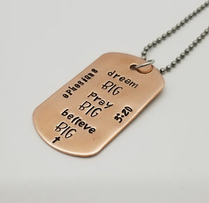 Copper Dogtag Necklace - EPH 3:20