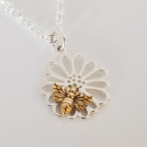 Sterling Daisy & Honey Bee Necklace