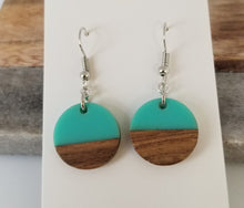 Load image into Gallery viewer, Resin &amp; Wood Disc Drop Earrings
