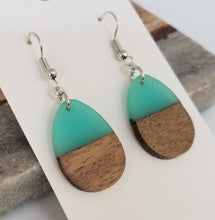 Load image into Gallery viewer, Resin &amp; Wood Teardrop Earrings
