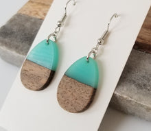 Load image into Gallery viewer, Resin &amp; Wood Teardrop Earrings
