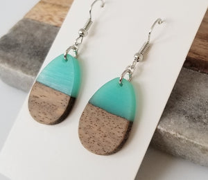 Resin & Wood Teardrop Earrings