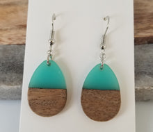 Load image into Gallery viewer, Resin &amp; Wood Teardrop Earrings
