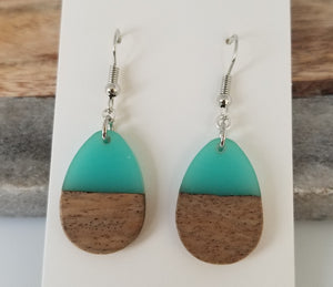 Resin & Wood Teardrop Earrings