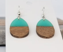 Load image into Gallery viewer, Resin &amp; Wood Teardrop Earrings
