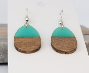 Resin & Wood Teardrop Earrings