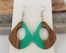 Load image into Gallery viewer, Resin &amp; Wood Pear Drop Earrings
