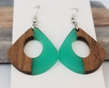 Load image into Gallery viewer, Resin &amp; Wood Pear Drop Earrings
