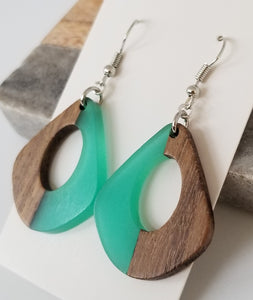 Resin & Wood Pear Drop Earrings