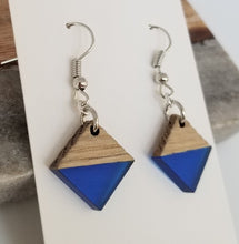 Load image into Gallery viewer, Resin &amp; Wood Royal Petite Diamond Drop Earrings
