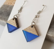 Load image into Gallery viewer, Resin &amp; Wood Royal Petite Diamond Drop Earrings
