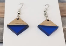 Load image into Gallery viewer, Resin &amp; Wood Royal Petite Diamond Drop Earrings
