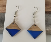 Load image into Gallery viewer, Resin &amp; Wood Royal Petite Diamond Drop Earrings
