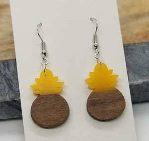 Resin & Wood Pineapple Drop Earrings