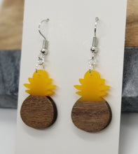 Load image into Gallery viewer, Resin &amp; Wood Pineapple Drop Earrings
