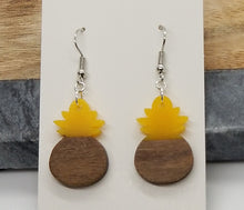 Load image into Gallery viewer, Resin &amp; Wood Pineapple Drop Earrings
