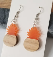 Load image into Gallery viewer, Resin &amp; Wood Pineapple Drop Earrings
