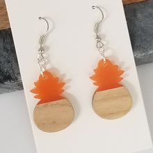 Load image into Gallery viewer, Resin &amp; Wood Pineapple Drop Earrings
