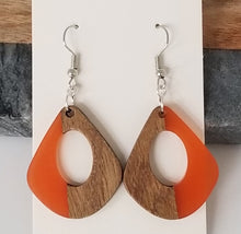 Load image into Gallery viewer, Resin &amp; Wood Pear Drop Earrings
