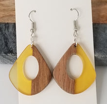 Load image into Gallery viewer, Resin &amp; Wood Pear Drop Earrings
