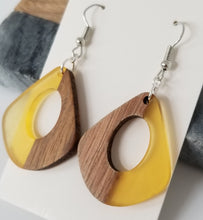 Load image into Gallery viewer, Resin &amp; Wood Pear Drop Earrings
