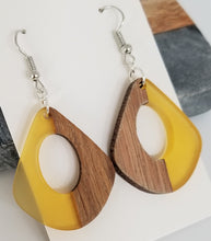 Load image into Gallery viewer, Resin &amp; Wood Pear Drop Earrings
