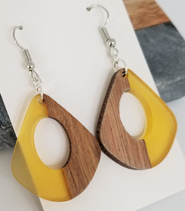 Resin & Wood Pear Drop Earrings