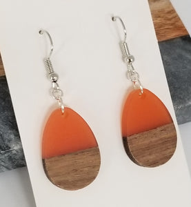 Resin & Wood Teardrop Earrings