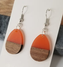 Load image into Gallery viewer, Resin &amp; Wood Teardrop Earrings
