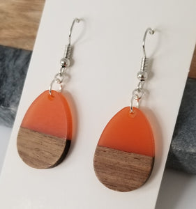 Resin & Wood Teardrop Earrings