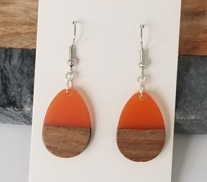 Resin & Wood Teardrop Earrings