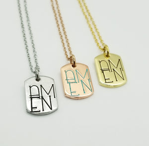 Mini Dogtag Necklace - Amen