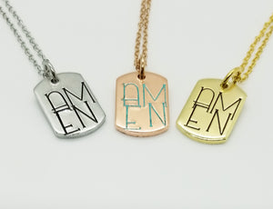 Mini Dogtag Necklace - Amen