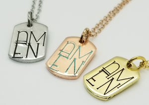 Mini Dogtag Necklace - Amen